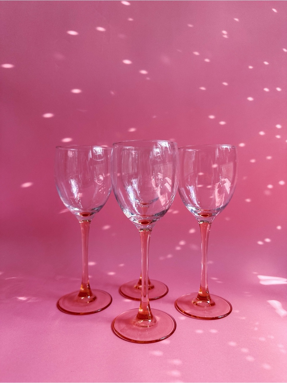 Vintage 4 Luminarc France Pink Stemmed Wine Glasses